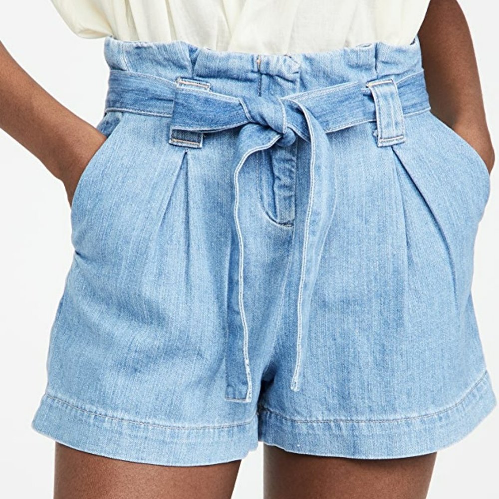 L'AGENCE Hillary Paperbag Jean Shorts  in Mist